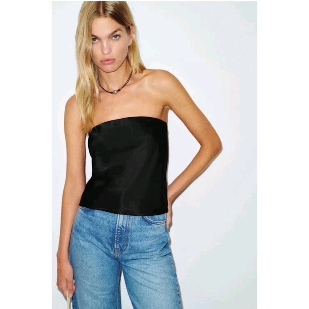 Reformation Spritz Silk Top Strapless XL